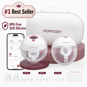 Momcozy M5 Smart APP & Non-APP Version Wearable Breast Pump, Hands-Free Wireless Electric Pump, 3 Modes 9 Suction Levels, BPA-Free, Portable Lightweight, 24mm Flange