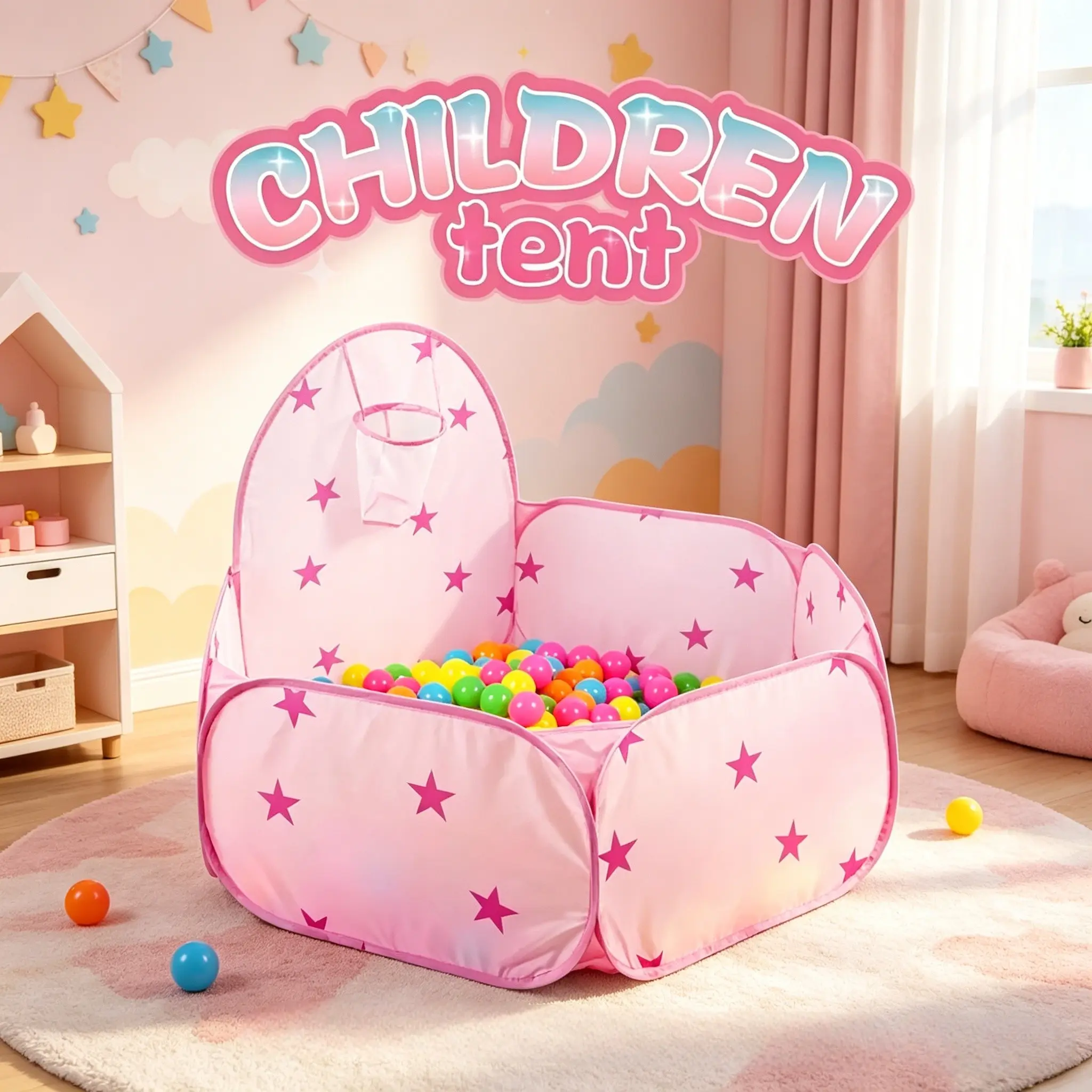 Kids' Foldable Portable Toddler Play Tent | Durable Ball Pit, Large Pop-Up Playpen | Perfect Holiday Gift & Beach Toy | Balls Not Included