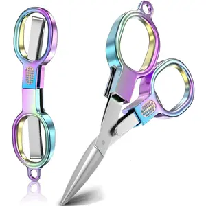 2 count Folding , Stainless Steel Safety Portable Mini Travel Small , Foldable Pocket Badge Scissor, Suitable for Travel, Home, Office, Craft, Sewing, Nurse Accessories