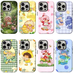 Strawberry Shortcake Vintage Cute Girl Cartoon Phone Case, Shockproof Hard Cover for iPhone 17, 16, 15, 14, 13, 12, 11, Pro, Pro Max, Plus | Compatible with Samsung Galaxy S23, S24, S25, S26, Plus, Ultra, Perfect Christmas Halloween Birthday Thanksgiving