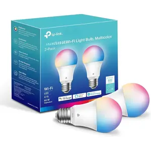 Smart LED Light Bulbs 2-Pack (KL125P2) - A19 60W 800 Lumens Dimmable RGB Light, RGB Colorful LED with Dynamic Effects, 2.4Ghz Only, No Hub Required, Compatible with Alexa & Google Home