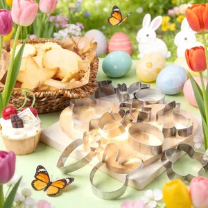 6/12pcs Easter Cookie Cutter Set, Bakeware, Baking Tools, Stainless Steel Bunny, Egg, Carrot, Chick Shapes Holiday Baking Molds for Cake Decorating, Fruits, Fondant & Sandwiches, Party Supplies for Spring Festive Celebrations, Ideal Gift for Kids & Adults