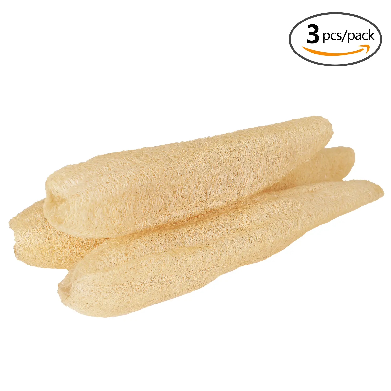 ASD 3-Pack Natural Whole Loofah Plant Bath Sponges - Biodegradable Fiber Exfoliating Body Scrubber, Dual-Purpose Home Cleaning Pad Set, Compressed Pack Accessories for Shower