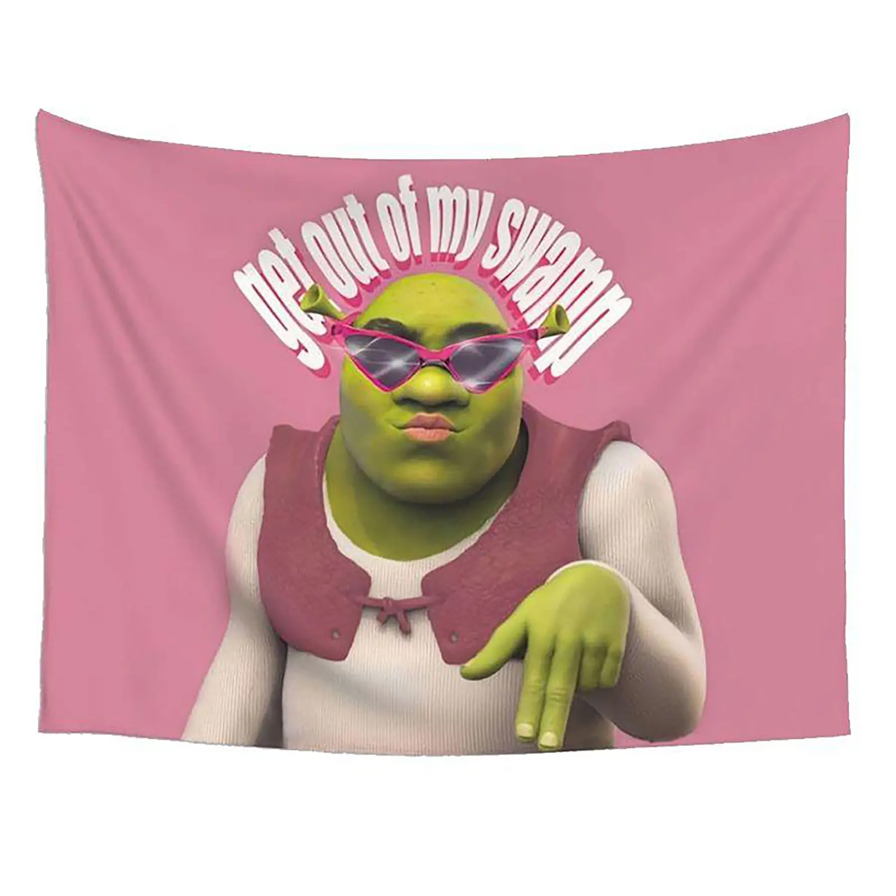 Pink Shrek Polyester Fiber Flag - 3x5ft Durable Double Needle Banner, Fade Resistant Animal Theme Funny Meme Decor, 4 Grommets Home Supplies, Pink Bedroom Accessories for College Dorm Hanging,jjk,drug,american