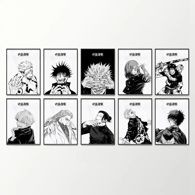 Jujutsu Kaisen Posters Sukuna, Gojo Satoru, Inumaki Toge, Itadori Yuji, Nobara, Nanami, Fushiguro Toji, Fushiguro Megumi, Suguru Geto (No Framed)