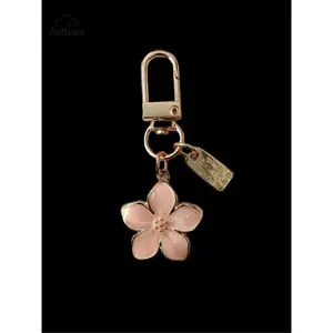 Cute Sakura Flower Pendant Keychain, Pink Floral Alloy Key Ring for Women & Men, Trendy All-Match Daily Accessory & Exquisite Birthday Gift Charm