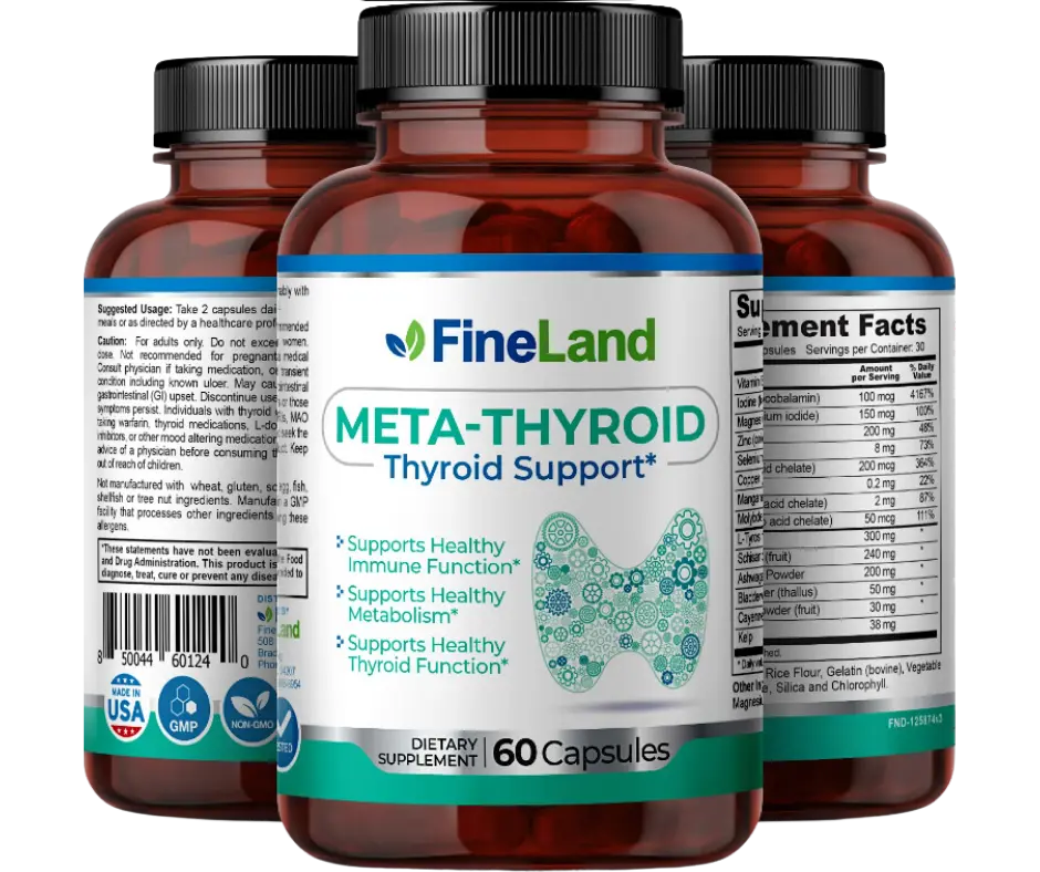 FineLand META-THYROID Thyroid Support, Premium, Immune Function Support, Metabolism Support, Normal Thyroid Function Support, 60 Capsules, 30 Servings Healthcare Supplement