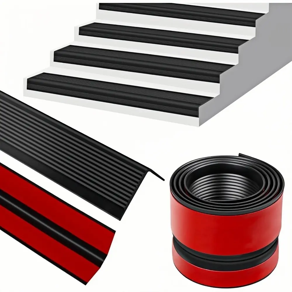 1 Roll 1 Meter Self-Adhesive Secure Fit Easy Installation Stair Edges Protector, PVC Stair Corner Decorative Strip, Anti-Slip Stair Edges Mold, Stair Protection, for Indoor and Outdoor Stairs, Outdoor Use