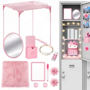School Locker Accessories Decorations Kit Included Locker Shelf Magnetic Mirror Pen Holder Whiteboard Marker Faux Fur Rug Light String and Magnet for Back to School Essentials Decorations First Day of School Essential