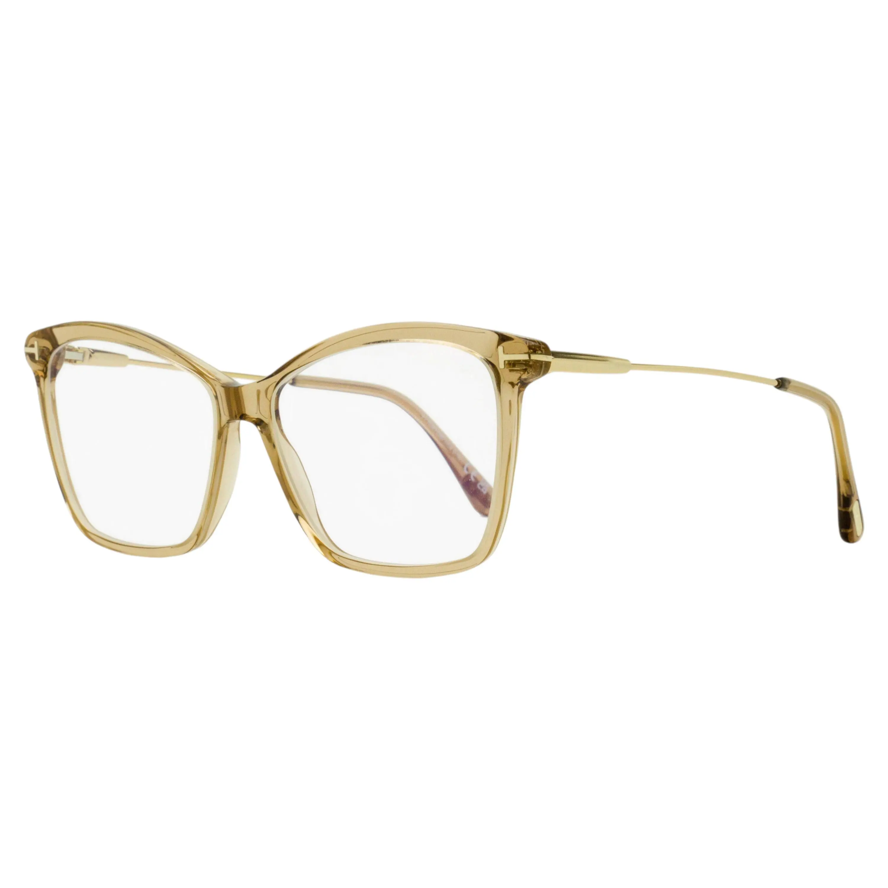 Tom Ford Eyeglass Frames, Women's TF5687-B Butterfly Square Acetate Statement Glasses with Blue Light Digital Protection, Beige/Gold 56mm, Brand Recognition, Women's Fashion