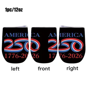 1pc 12oz Stainless Steel Tumbler with America 250th Anniversary Patriotic Design, Leak-Proof & Insulated, Reusable, Hand-Wash Only, Chic Eggshell Design, Comfortable Grip, Perfect for Office, Camping & Holidays, Ideal Holiday Gift