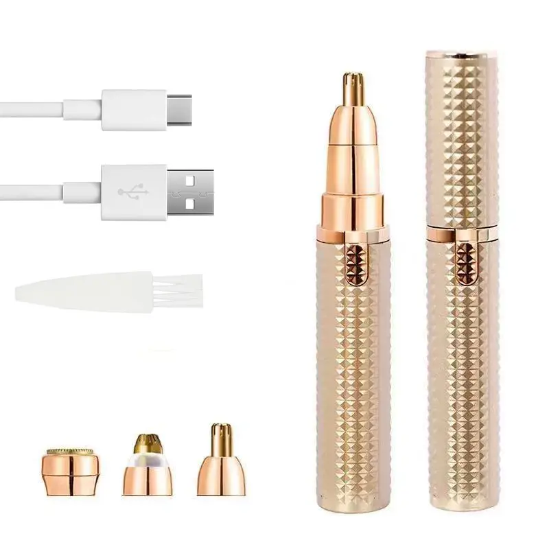 4-in-1 Hair Remover for Women, Cordless Painless Shaver for Face & Body, Precision Eyebrow Trimmer & Epilator for Smooth Skin, Hair Removal, Painless Precision Shaver, Cleaning Brush, Beauty Products, Dry Shave, Daily Use, Good Hair Remover