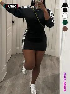 Women's Sporty Fitted Short Dress Set, Sportswear Set, Sportswear For Gym, Long Sleeve Slim Fit Casual Two-Piece, Trendy Comfortable Clothing for Everyday Wear, Athletic Fashion Activewear, Gym Athletic Clothes