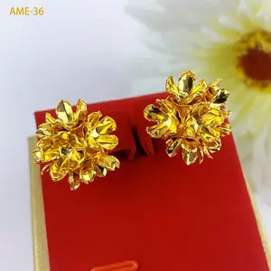 Fashion Flower Leaf Stud Earrings For Women and Children Gold Color Africa Arab Middle East Jewelry Gifts Party