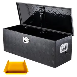 30" /36"Aluminum Truck Bed Tool Box, Heavy Duty Diamond Plate Storage Chest with Lock & Keys, Weatherproof Organizer with Gas Strut Lid and Side Handles for Pickup, Trailer, RV, SUV