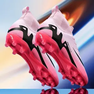Unisex Professional Student Competition Training Soccer Boots for Outdoor Turf Breathable Faux Leather with TPU Non - slip Soles All - season Striped Pattern