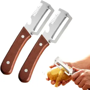 Premium Multi-Functional Vegetable & Fruit Peeler for Kitchen,Ultra-Sharp Stainless Steel Blade with Wooden Handle and Bottle Opener, For Vegetables or Fruits that Need to Be Peeled