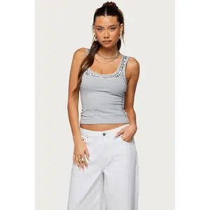 Studded Built In Bra Tank Top