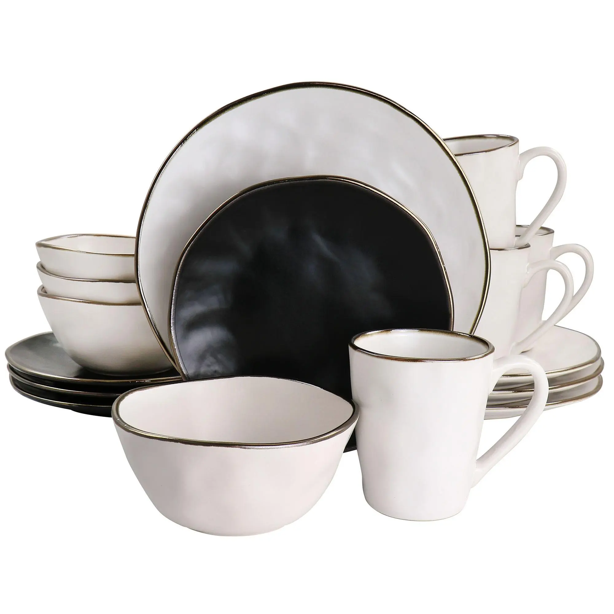 Elama Roman 16-pc Stoneware Dinnerware Set in Assorted Matte