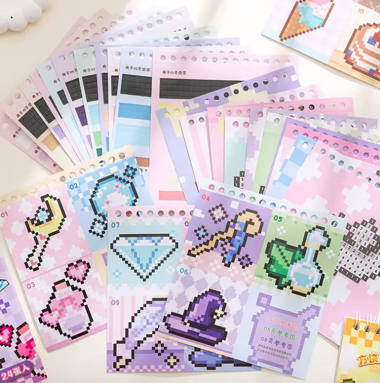 24 Sheets Pixel Sticker Book Magic Witchy Wizard Series DIY Journaling Scrapbook 7.09x5.71in