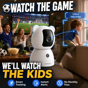 CINMOORE Indoor Pan Tilt Security Camera with AI, 2.5K Baby Monitor Camera, Pet Camera, Human & Pet Detection, Cry Detection, Motion Tracking, Night Vision, 2-Way AudioIndoor Pan-Tilt Security Camera with AI