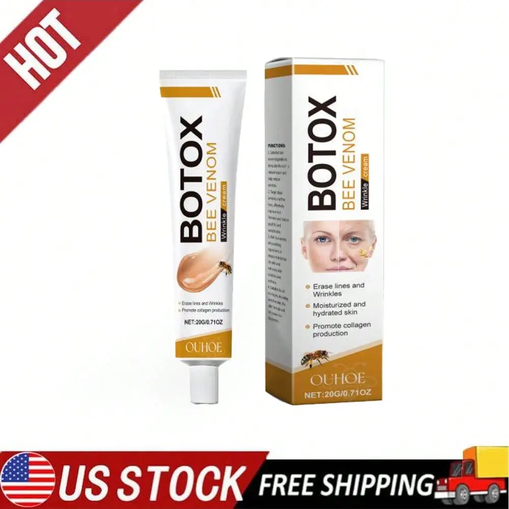 OUHOE Botox Bee Venom Wrinkle Cream - 20g Daily Lightweight Facial Moisturizer, Mild for Sensitive Skin, Anti-Aging, Smooth Fine Lines, Hydrate, Boost Collagen, Firm Skin, Gentle, Hydrating
