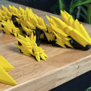 3D Printed Articulated Flexi Elder Lightning Dragon – Electric Dragon Fidget Toy, Poseable Fantasy Creature Desk Pet Decor