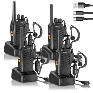 H888S （4 Pack） Walkie Talkies Handheld Two Way Radio with Original Earpieces, 2-Way Radios UHF Handheld Transceiver Walky Talky, with 2-in-1 Type-C Charging Cable&Charging Station（4 Pack） Button Usb