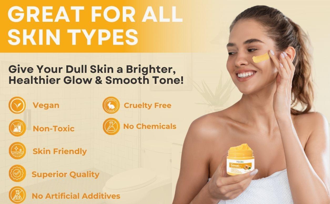 Turmeric Face Cream for Face & Body - All Natural Turmeric Skin Brightening Lotion - Turmeric Cleanses Skin, Fights Acne, Evens Tone, Fades Scars, Sun Damage, & Age Spots - Pure Turmeric Cream Healing
