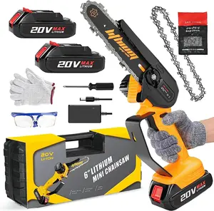 Mini Chainsaw 6-Inch with 2 Battery Mini Electric Chain Saws Cordless Handheld Portable Small Chainsaw for Wood Cutting