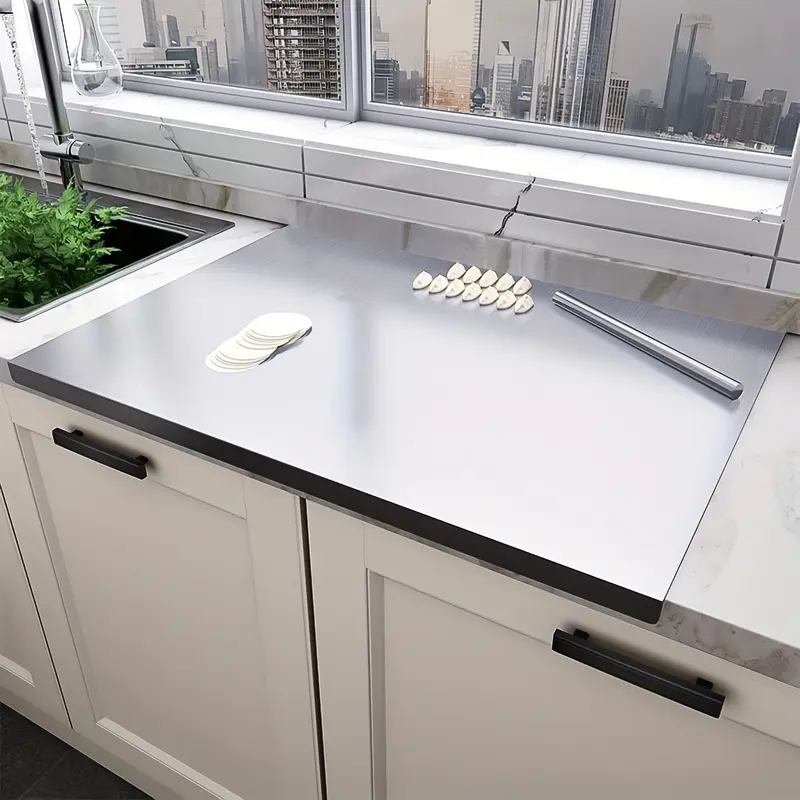 28x16in Stainless Steel Chopping Board - Square King Size Kitchenware, Food Contact Safe, Corrosion Resistant, Countertop Cutting Pad, Dishwasher Safe, Quick-Wipe Clean, Household Meal Preparation Tool