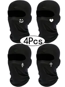 4Pcs-Unisex Dustproof Cycling Helmet Cover, Breathable Sun Protection Windproof Motorcycle Face Mask, All-Season Sporty Design, Outdoor Dustproof Mask, Full Balaclava