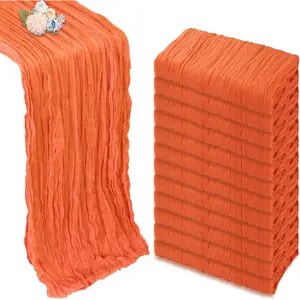 12 Pack Table Runner Orange 10ft Boho Gauze Cheesecloth Table Runner 35 x 120 Inch Rustic Sheer Runner for Wedding Home Party Table Centerpiece Decorations