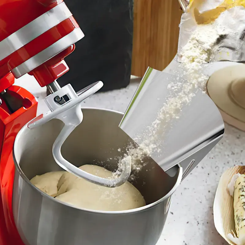 GVODE Stainless Steel Splash Guard - 1pc Kitchen Appliance Part for Drip-Free Mixing, Spill Prevention, Effortless Mixing and Baking, Fits 4.5-5qt Tilt-Head KitchenAid Bowls, Groove Design for Clean Flour Pours
