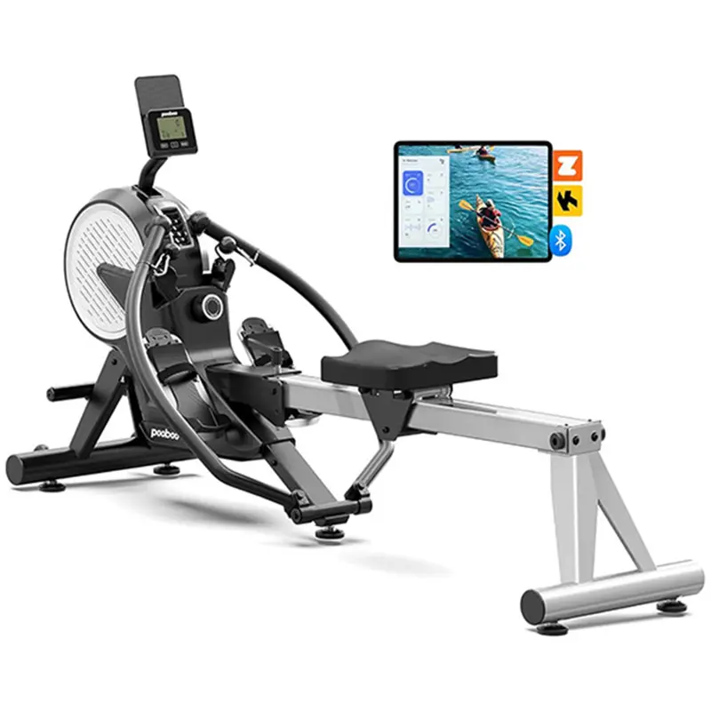 Rowing Machines for Home, Dual Wind&Magnetic Resistance, Foldable Row Machine With14 Levels Resistance Quiet Rowers for at Home Exercise