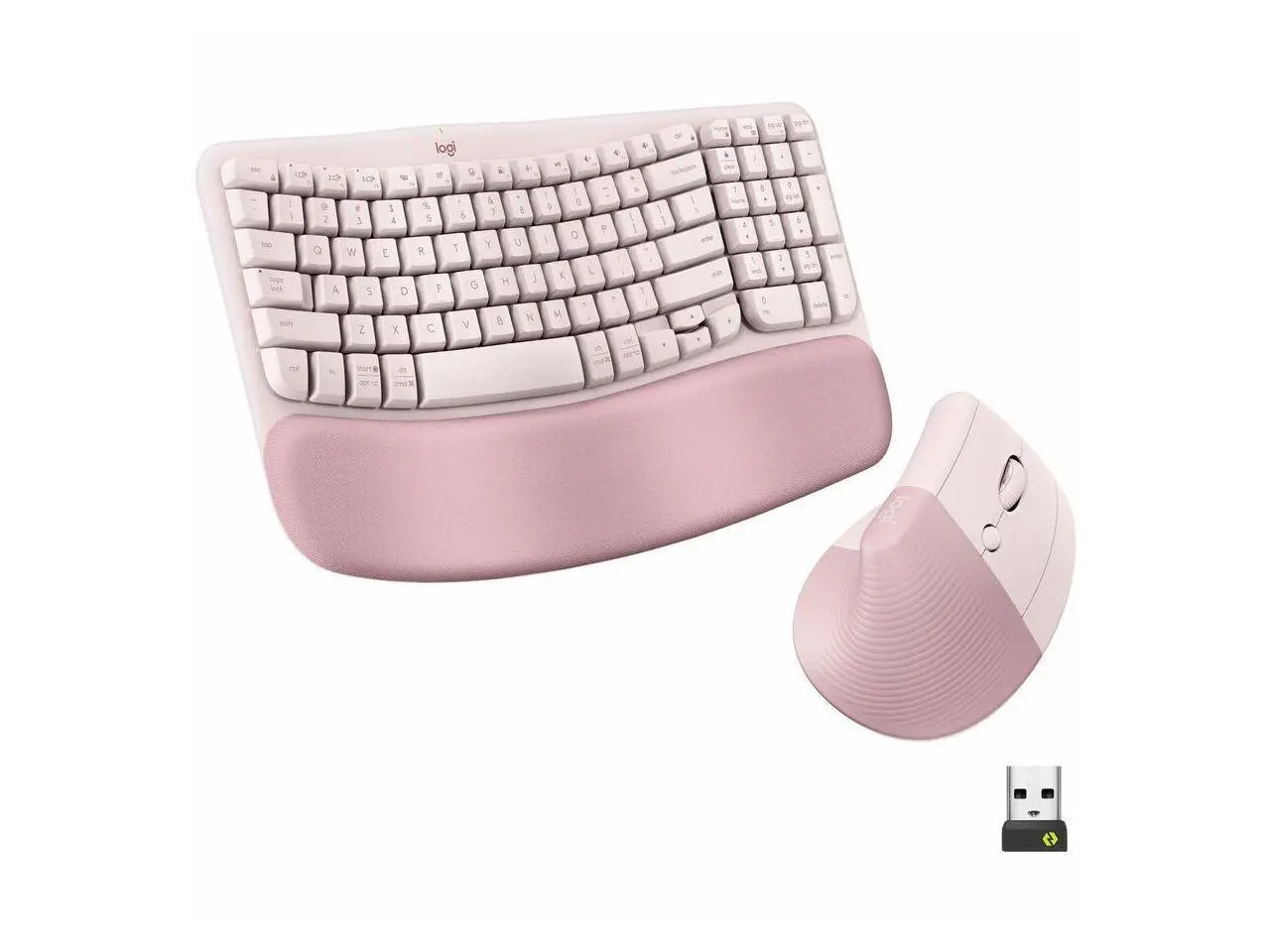 Logitech Wave Keys & Lift Vertical Mouse Ergonomic Wireless Keyboard and Mouse Combo with Cushioned Palm Rest Rose 920013612 Logitech Wave Keys & Lift Vertical Mouse Ergonomic Wireless Keyboard and Mouse Combo with Cushioned Palm Rest Rose 920013612