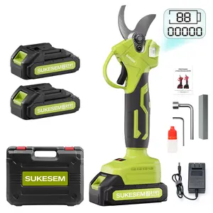21V cordless electric pruning shears with LCD display, equipped with rechargeable batteries, suitable for pruning trees and shrubs