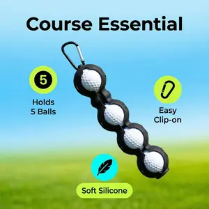 Portable Silicone Golf Ball Holder with Carabiner, 5-Ball Golf Bag Accessory for Men & Women | Black Friday Steal