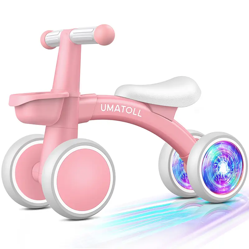 Umatoll Colorful Lighting Baby Balance Bike Toys for 1 Year Old Girls Gifts, Adjustable Seat Baby Walker, One Year Old Boy Birthday Gifts, 12-24 Months Toddler First Ride on Toys with Removable Basket【DealsForYouDays】