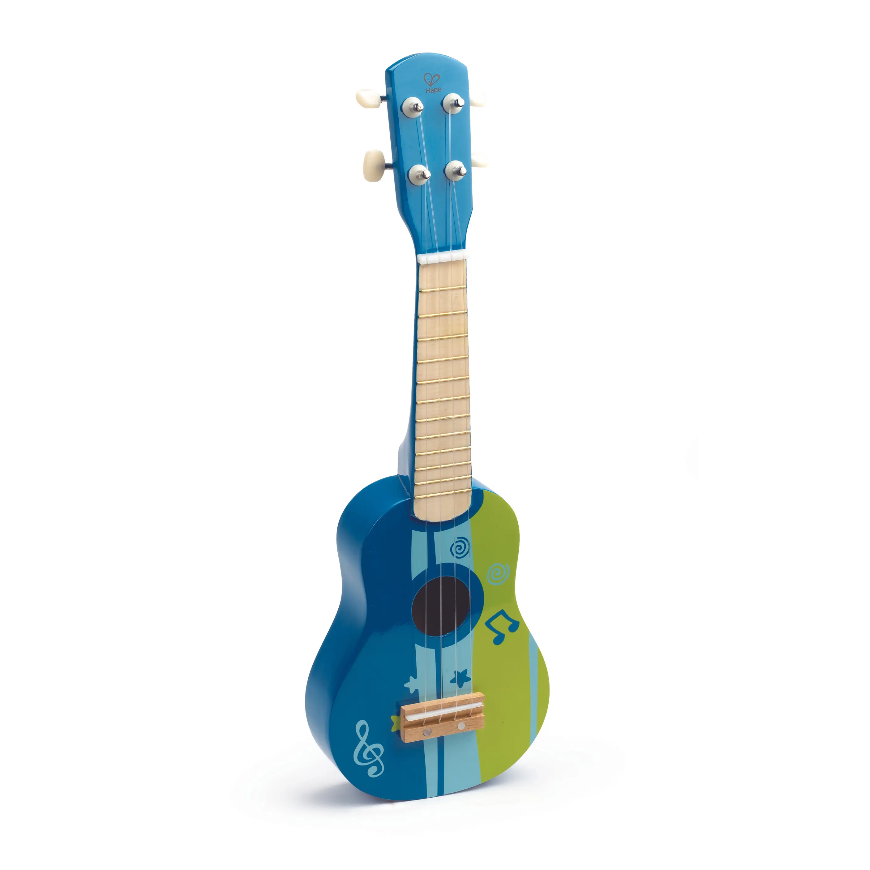 Hape Basswood Durable Wooden Toy Ukulele for 3 Years+ Toddlers - 4 Tunable Nylon Strings, Hidden String Ends, Child-Safe Paint Finishes, 21.9x8.1x3in, 1.4 lbs Music Learning Tool, 21.9 X 8.1 X 3 Inches