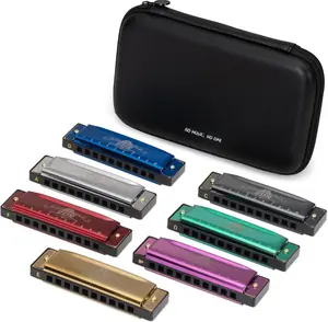 Harmonica Set of 7 Key of C D E F G A and Bb 10 Holes 20  Blues Harp Diatonic Mouth Organ Armonica with EVA Protective Case for Adults  Beginner and Professionals  Colorful