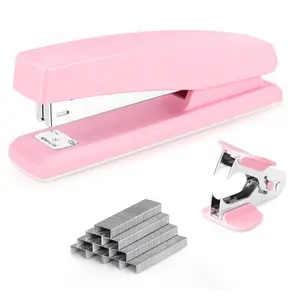 Deli Stapler, Desktop Stapler, Office Stapler, 20 Sheet Capacity, Includes 1000 Staples and Staple Remover, Pink deli