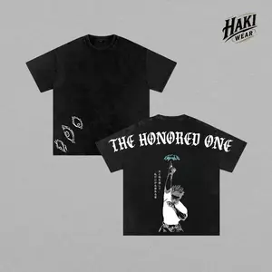 The Honored One Gojo JJK Acid Wash Black Vintage Style T-shirt, Anime Inspired Tee, 100% Cotton, Printed T-shirt, Anime Style T-shirt, Gojo Cosplay Boys Cool Shirt Streetwear Top, Menswear, Soft, Oversized