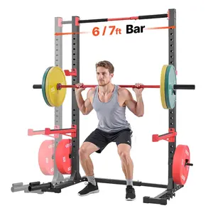 VEVOR Power Cage Rack, Multifunctional Squat Rack for Home Gym, Width-Adjustable Workout Strength Training Equipment with 6 Band Pegs, Landmine Attachment Safety Bars for Bench Press Squats Pull-Up