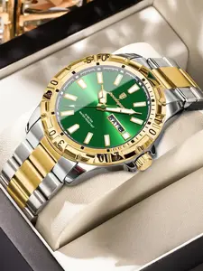 Luxury Men's Business Watch, Top Brand Design, Luminous Hands, 30m Waterproof, Dial with Date Display, Stainless Steel Strap