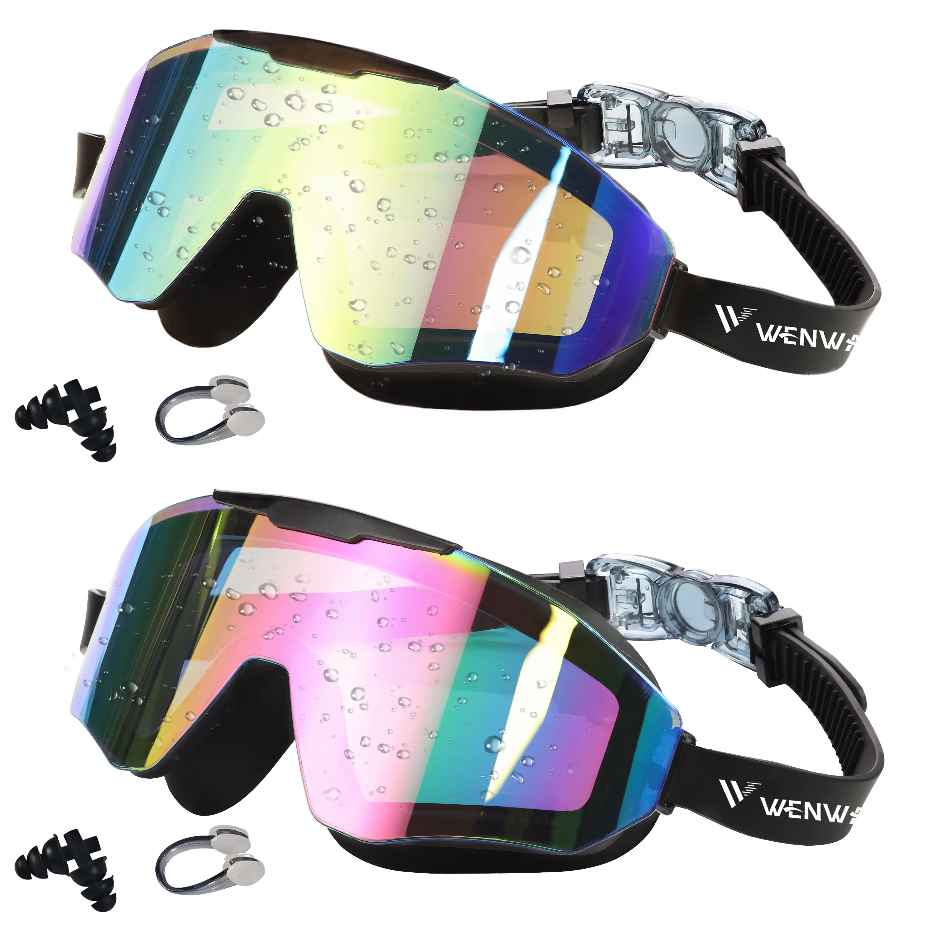 WENWASNO Swim Goggles 2-Pack for Kids 8+ & Adults, Waterproof Anti-Fog UV-Blocking Sports Pool Goggles, Outdoor Swimming Goggles