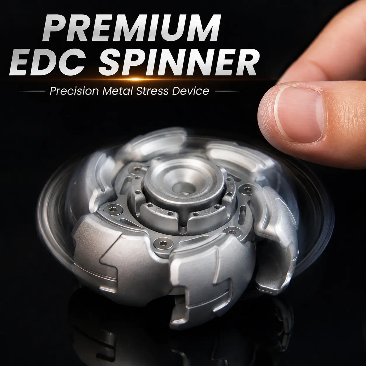 Deformable zinc alloy stress-relief finger spinner, deformable EDC handheld spinner, pocket spinner toy for adult anxiety relief
