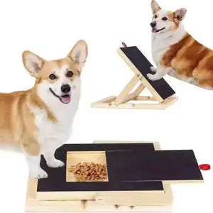 Dog Nail Scratch Board with Treat Drawer, Adjustable Dog Scratch Pad for Nails, Durable Wooden Nail Filing Board with Treat Drawer for All Breeds