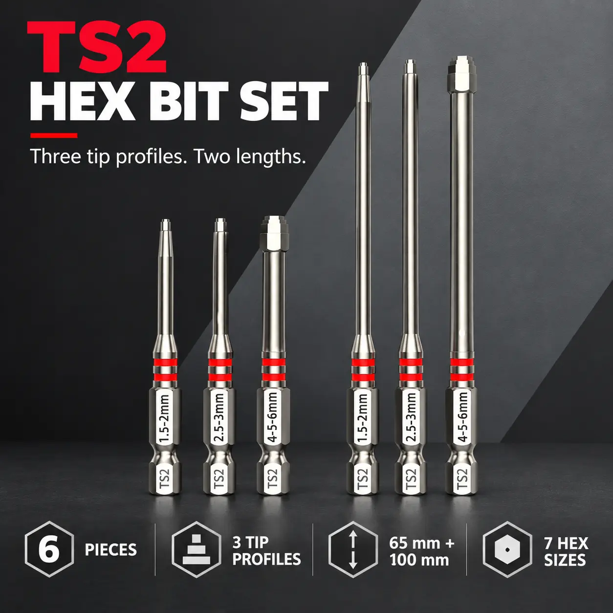 Screwdriver Bits Set 6pcs with Magnetic Hex Shank Pagoda-Shaped Design in Multiple Sizes for Electric Drills and Wrenches, summervibes