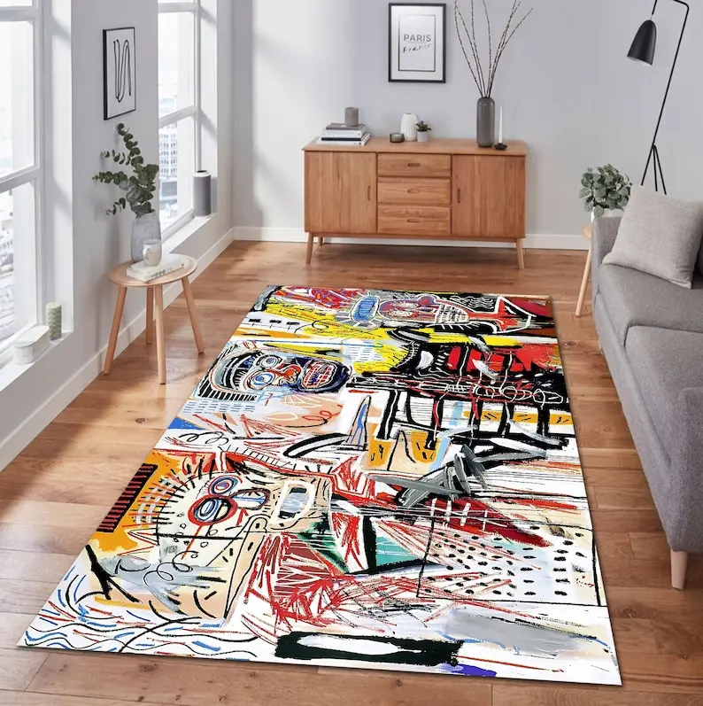 Jean Michel Basquiat,Graffiti Art,Street Art, Basquiat rug print, Street rug Art,Jean-Michel Basquiat,Jean Michel rug,famous rug print